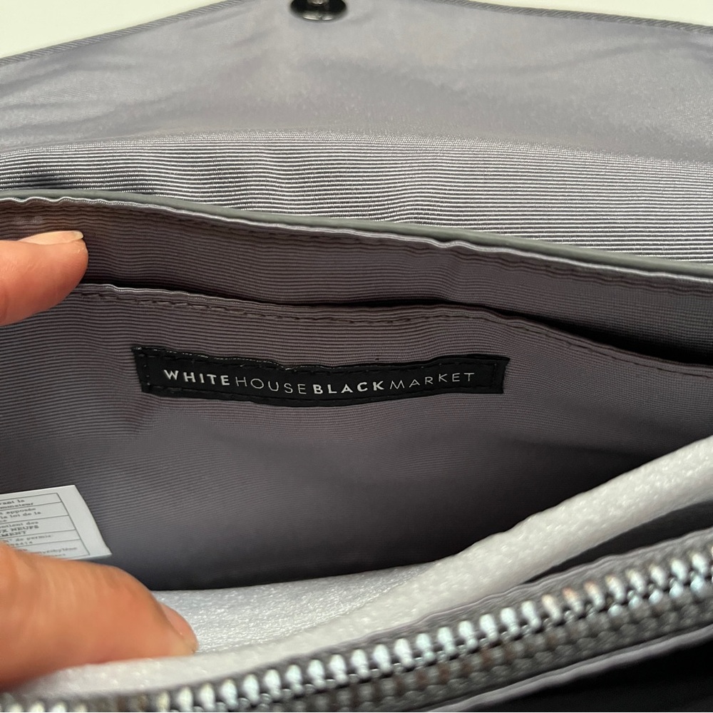 NWT White House Black Market Suede Envelope Clutch Wristlet Purse, Gray - Picture 5 of 7